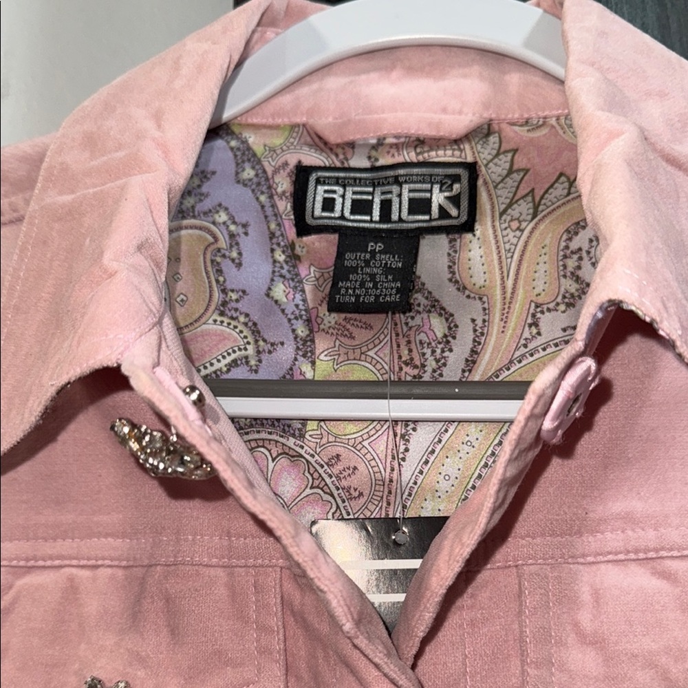 Berek Light Pink Jean Jacket with Embellished Buttons - Picture 6 of 9